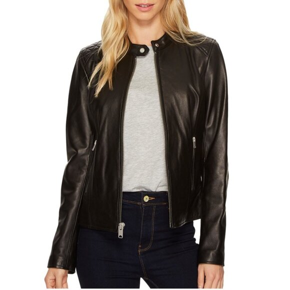 Marc New York Andrew Marc Womens Leather Motorcycle Jacket Black S NWT MSRP $350 - Picture 2 of 9